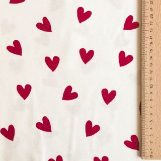 Bombažna tkanina FLANNEL Hearts off white