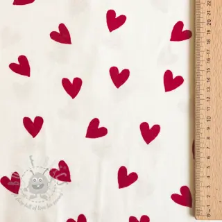 Bombažna tkanina FLANNEL Hearts off white