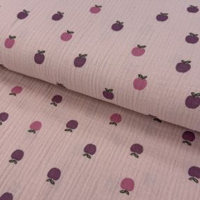 Dvoslojna gaza/muslin Fruits apple soft rose