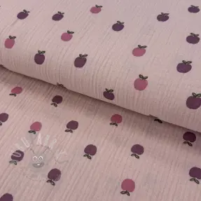 Dvoslojna gaza/muslin Fruits apple soft rose