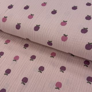 Dvoslojna gaza/muslin Fruits apple soft rose