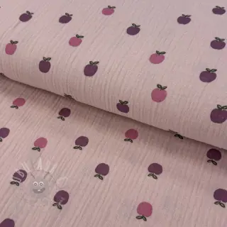 Dvoslojna gaza/muslin Fruits apple soft rose