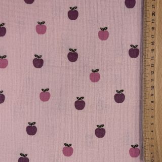Dvoslojna gaza/muslin Fruits apple soft rose