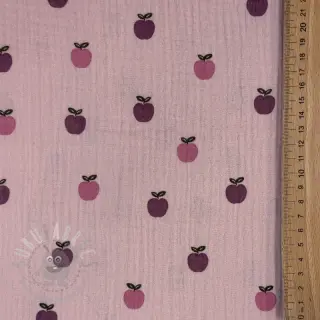 Dvoslojna gaza/muslin Fruits apple soft rose