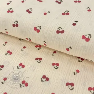 Dvoslojna gaza/muslin Fruits cherry natural