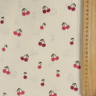 Dvoslojna gaza/muslin Fruits cherry natural