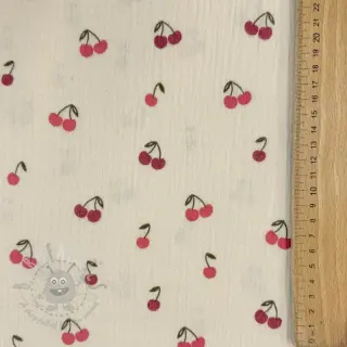 Dvoslojna gaza/muslin Fruits cherry natural