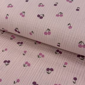 Dvoslojna gaza/muslin Fruits cherry soft rose