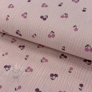 Dvoslojna gaza/muslin Fruits cherry soft rose