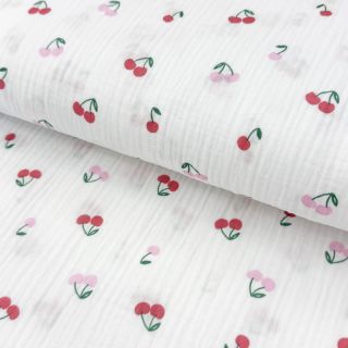 Dvoslojna gaza/muslin Fruits cherry white
