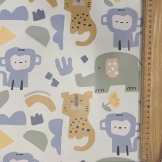 Blago za dežni plašč Safari animals ecru
