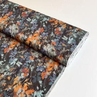 Viskoza SATIN Flowie Kin black digital print