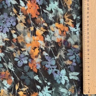 Viskoza SATIN Flowie Kin black digital print