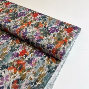 Viskoza SATIN Flowie Kin off white digital print