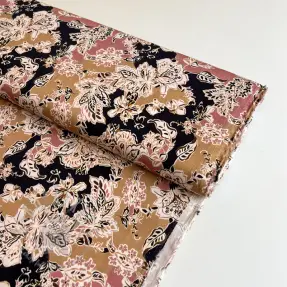 Viskoza SATIN Flowie Noe black digital print