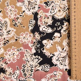 Viskoza SATIN Flowie Noe black digital print