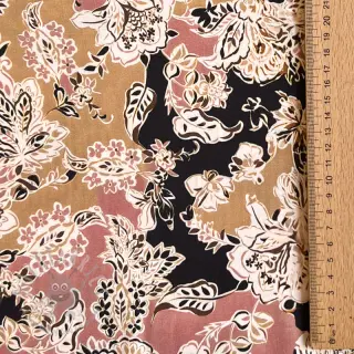 Viskoza SATIN Flowie Noe black digital print
