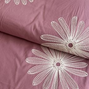 Bombažna tkanina EMBROIDERY Flowie mauve
