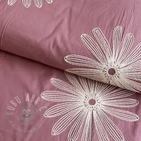 Bombažna tkanina EMBROIDERY Flowie mauve