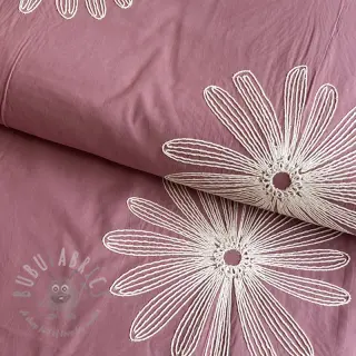 Bombažna tkanina EMBROIDERY Flowie mauve