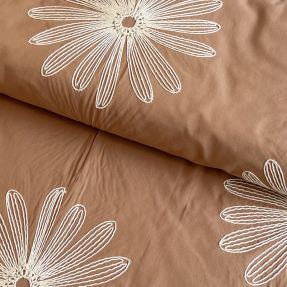 Bombažna tkanina EMBROIDERY Flowie cinnamon