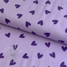 Bombažna tkanina FLANNEL Hearts lavender