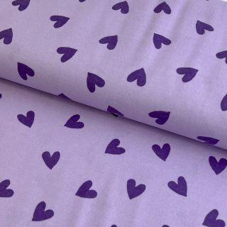 Bombažna tkanina FLANNEL Hearts lavender