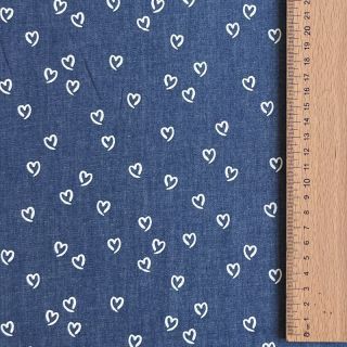 Bombažna tkanina JEANS Hearts