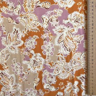 Viskoza SATIN Flowie Noe orange digital print