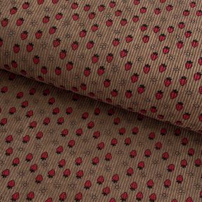 Žamet STRETCH Little strawberries taupe