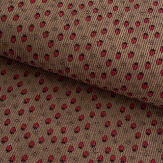 Žamet STRETCH Little strawberries taupe