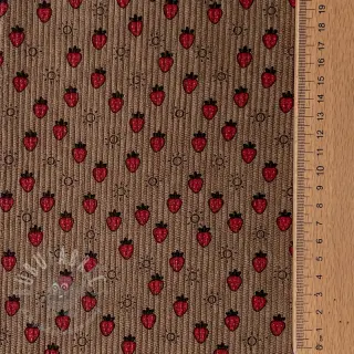 Žamet STRETCH Little strawberries taupe