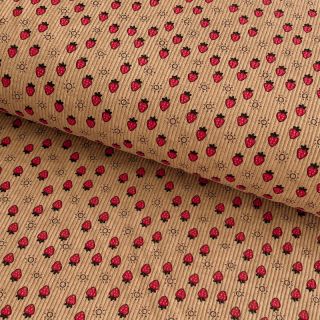 Žamet STRETCH Little strawberries sand