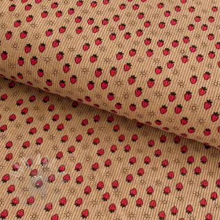 Žamet STRETCH Little strawberries sand