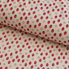 Žamet STRETCH Little strawberries light sand