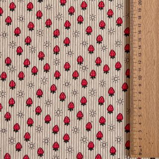 Žamet STRETCH Little strawberries light sand