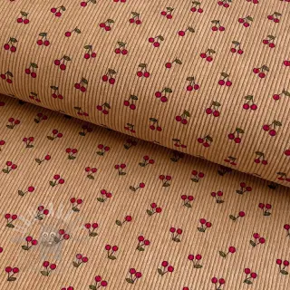Žamet STRETCH Little cherry sand