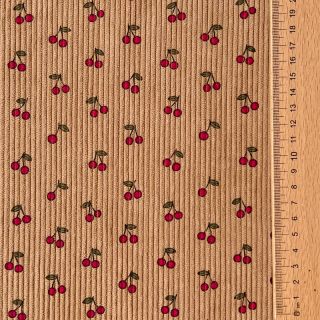 Žamet STRETCH Little cherry sand