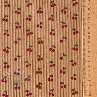 Žamet STRETCH Little cherry sand