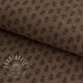 Žamet STRETCH Little flower taupe