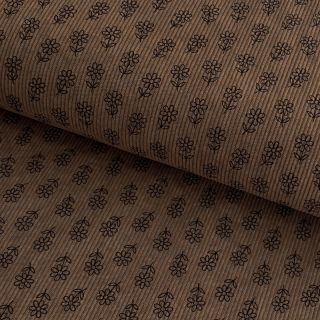 Žamet STRETCH Little flower taupe