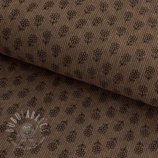 Žamet STRETCH Little flower taupe