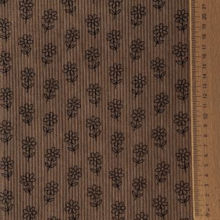 Žamet STRETCH Little flower taupe