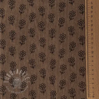 Žamet STRETCH Little flower taupe