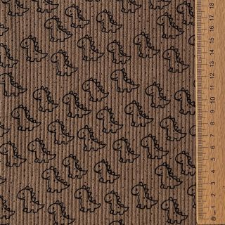 Žamet STRETCH Little dino taupe