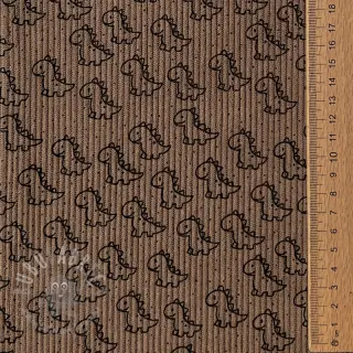 Žamet STRETCH Little dino taupe