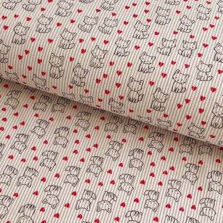 Žamet STRETCH Little foxes light sand