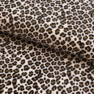 Žamet STRETCH Little Leopard light sand