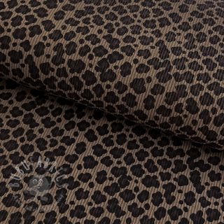 Žamet STRETCH Little Leopard taupe