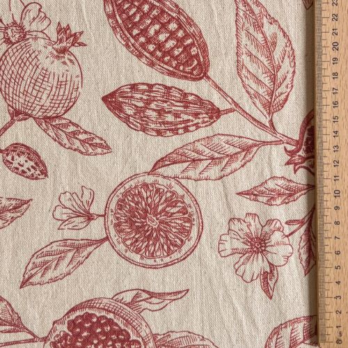 Dekorativno blago RUSTIC VINTAGE PRINT Granata groseille